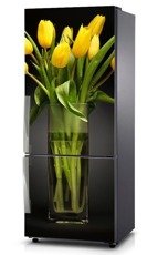 Naklejka na lodówkę - Żółte tulipany w wazonie 0279