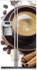 Naklejka na lodówkę side-by-side - Filiżanka z kawą i cynamon 501