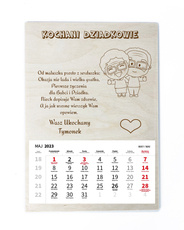 Drewniany kalendarz A3 2023 - Dzień Dziadka i Babci wz39