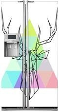Mata na lodówkę side-by-side - Jeleń i trójkąty 0602