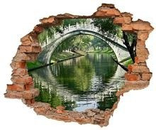 Naklejka na ścianę Dziura 3D Mostek nad rzeką 0135