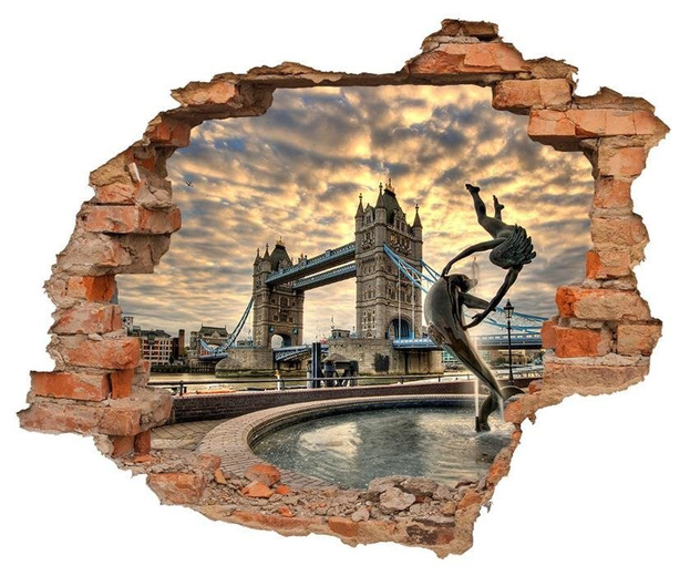 Naklejka na ścianę Dziura 3D Delfiny przy Tower Bridge 0315