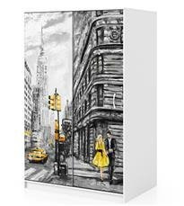 Naklejka na szafę - Szaro-żółty NY 0163