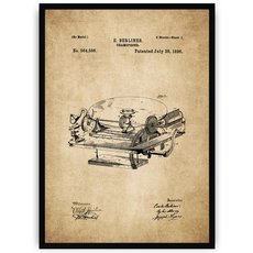 Plakat na starym papierze - gramofon