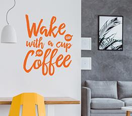 Naklejka na ścianę - Wake up with coffee - 0127