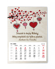 Drewniany kalendarz A3 2023 - Dzień Dziadka i Babci wz8