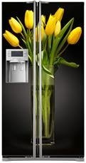 Naklejka na lodówkę side-by-side - Żółte tulipany w wazonie 0279