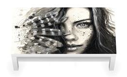 Naklejka na stolik kawowy LACK IKEA - Portret kobiety 0040