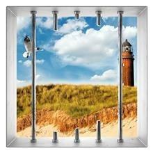 Naklejka na ścianę Okno 3D Mewa i latarnia 0034