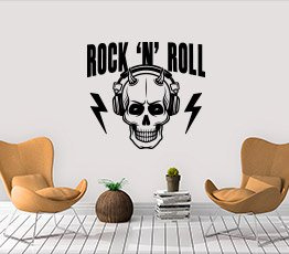 Naklejka na ścianę - Czaszka rock 'n' roll