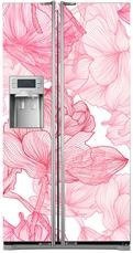 Naklejka na lodówkę side-by-side - Różowe róże 0575