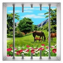 Naklejka na ścianę Okno 3D Rodzina koni 0052