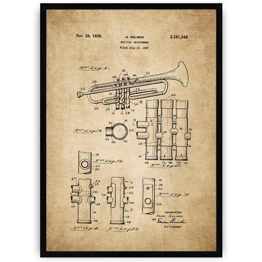 Plakat na starym papierze - trąbka