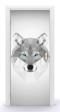 Naklejka na drzwi - Szary wilk 0580