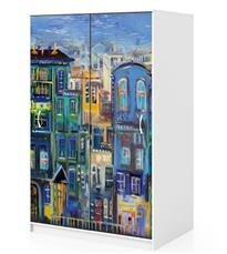 Naklejka na szafę - Barwne kamienice 0167