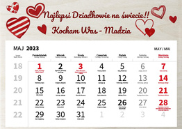 Drewniany kalendarz A4 2023 - Dzień Dziadka i Babci wz34