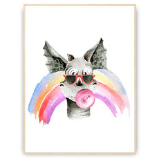 Plakat - Dinozaur i tęcza