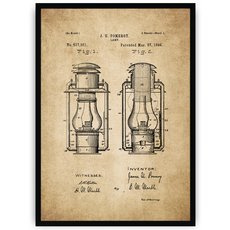 Plakat na starym papierze - lampa