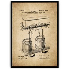 Plakat na starym papierze - piwo w beczkach