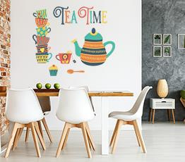 Naklejka na ścianę - Kolorowe filiżanki - 0082