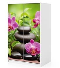 Naklejka na szafę - Różowe kwiaty i kamienie 0075