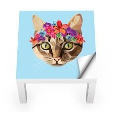 Naklejka na stolik LACK IKEA - Kotka z wiankiem 0201