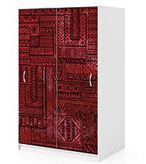 Naklejka na szafę - Czerwony indiański wzór 0255