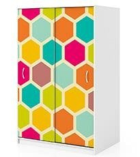 Naklejka na szafę - Kolorowe sześciokąty 0307