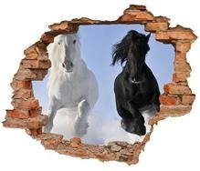 Naklejka na ścianę Dziura 3D Galopujące konie 0421