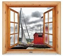 Naklejka na ścianę Okno 3D Czerwona latarnia 0060