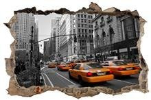 Naklejka na ścianę Dziura 3D Żółta taxi NY 0399