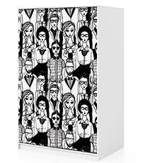 Naklejka na szafę - Tłum hipsterów 0246