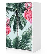 Naklejka na szafę - Flamingi I palmy 0261