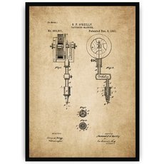 Plakat na starym papierze - maszyna do tatuażu