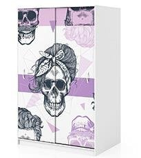 Naklejka na szafę - Czaszka pin-up girl 0296