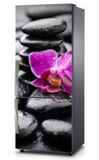 Naklejka na lodówkę - Fioletowy kwiat i kamienie 0211