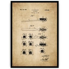 Plakat na starym papierze - szczoteczka do zębów