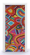 Naklejka na drzwi - Kolorowa wyszywanka 0732