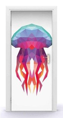 Naklejka na drzwi - Kolorowa meduza 0579
