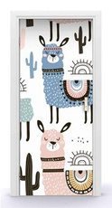 Naklejka na drzwi - Indiańskie lamy 0646