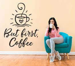 Naklejka na ścianę - First coffee - 0062