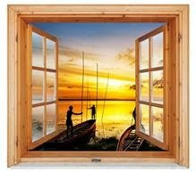Naklejka na ścianę Okno 3D Rybacy o świcie 0072