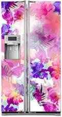 Naklejka na lodówkę side-by-side - Rozmyte kwiaty 0634