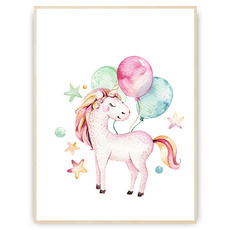 Plakat - Jednorożec z balonami