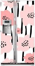 Mata na lodówkę side-by-side - Różowe kwiaty 0640