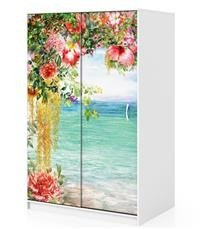 Naklejka na szafę - Morze i kwiaty 0166
