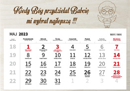 Drewniany kalendarz A4 2023 - Dzień Dziadka i Babci wz27