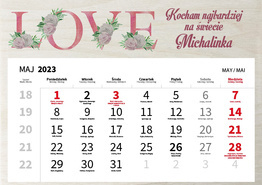 Drewniany kalendarz A4 2023 - Dzień Dziadka i Babci wz29