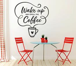 Naklejka na ścianę - Wake up with coffee - 0110