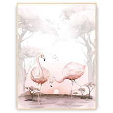 Plakat - Dwa flamingi